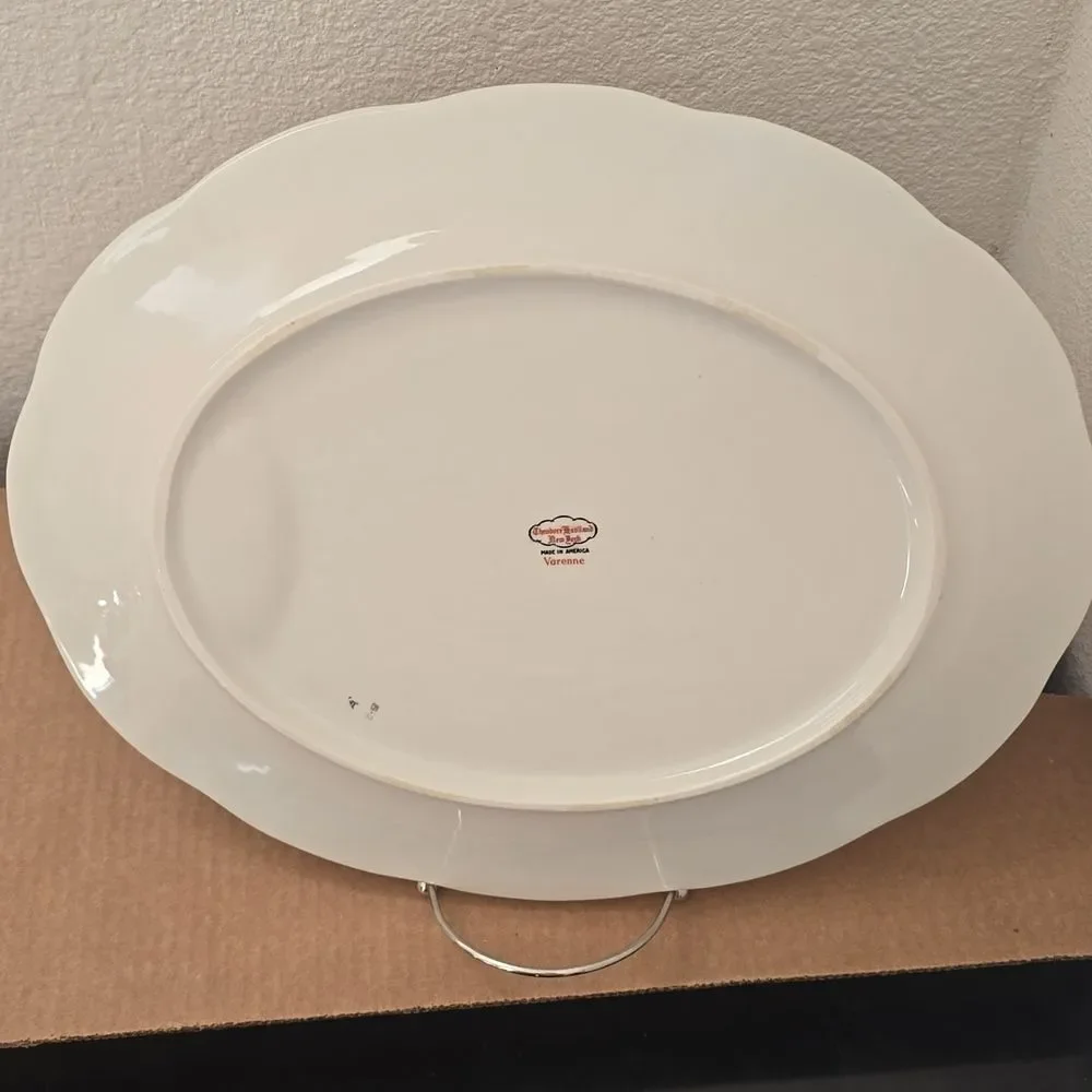 Theodore Haviland NY Varenne 14” Meat Platter Juice Well Pink Roses